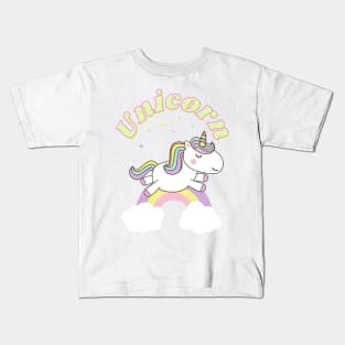 Cute Unicorn With Stars and Rainbow Kids T-Shirt